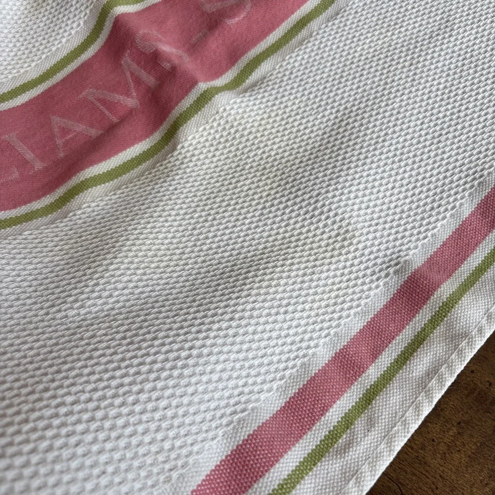 Williams-Sonoma Green, White Pink WAFFLE 100% TURKISH Cotton‎ Dish Cloth 18x26